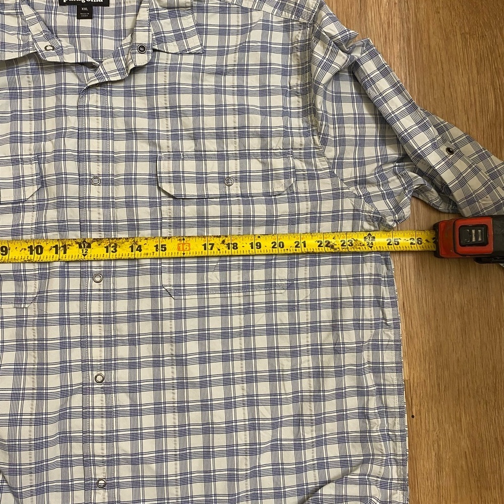 Patagonia Men’s Light Blue and White Plaid Button-Down Shirt - Picture 4 of 5
